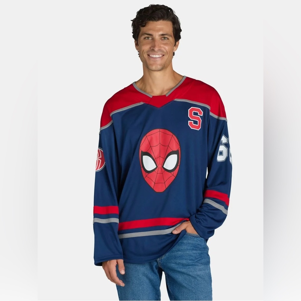Spider-Man Men's Graphic Hockey Jersey sz: XL  NEW